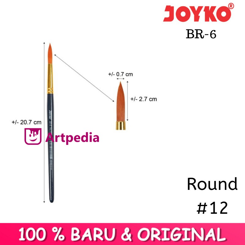 

Kuas Lukis Joyko BR-6 No.12 / Joyko Art Brush Round No.12 / Kuas Joyko