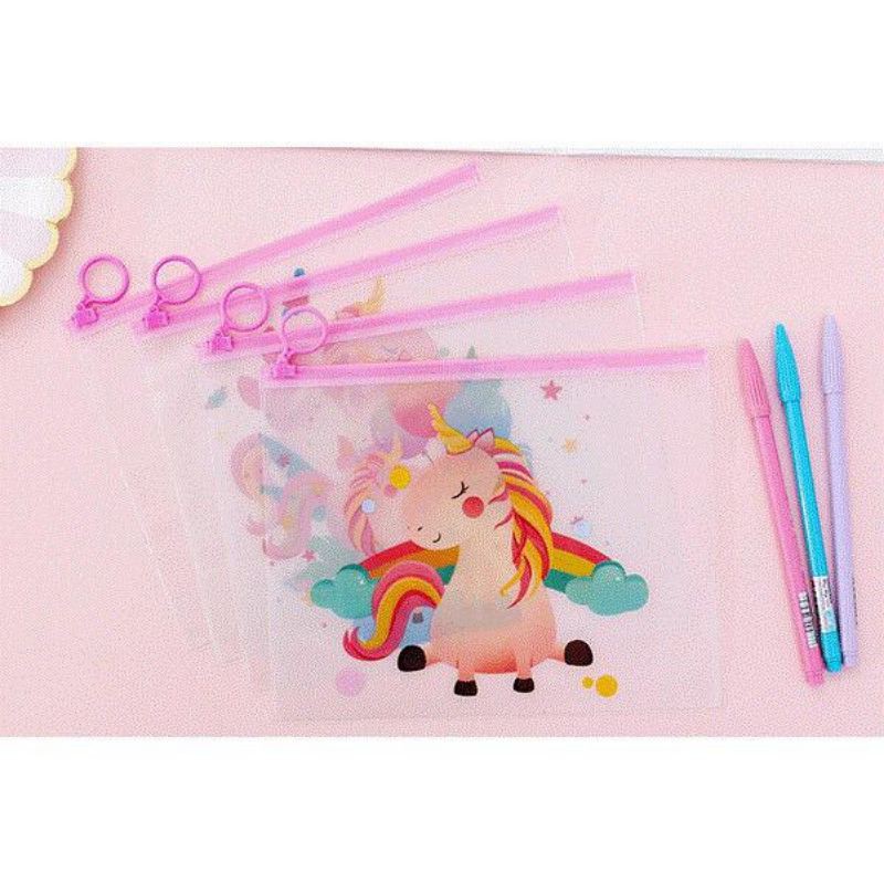 Ring Zipper Bag Unicorn / Cactus / File Folder Map A5 Tempat Pensil