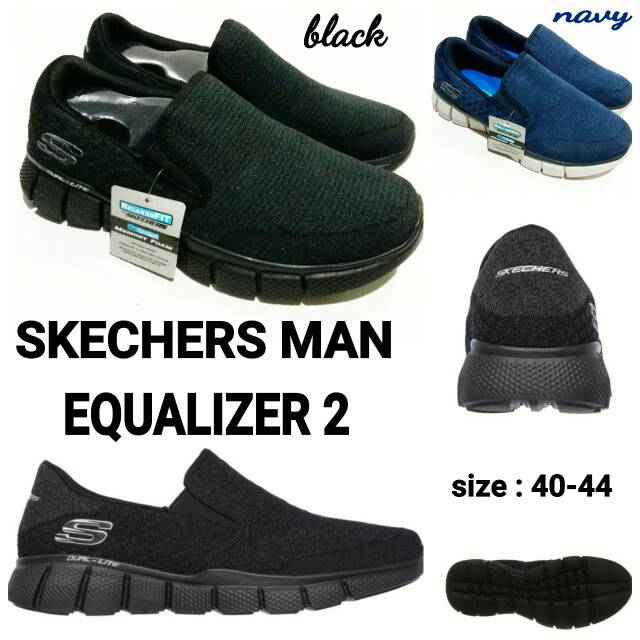 Sepatu Skechers Man Equalizer 2 Slip On Murah Dan Terbaru Skechers  Black Navy