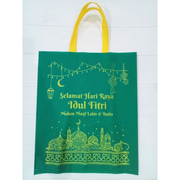 

Tas Spunbond Lebaran 38x45 Warna Hijau / Goodie Bag Lebaran 38cmx45cm /Hari Raya Idul Fitri