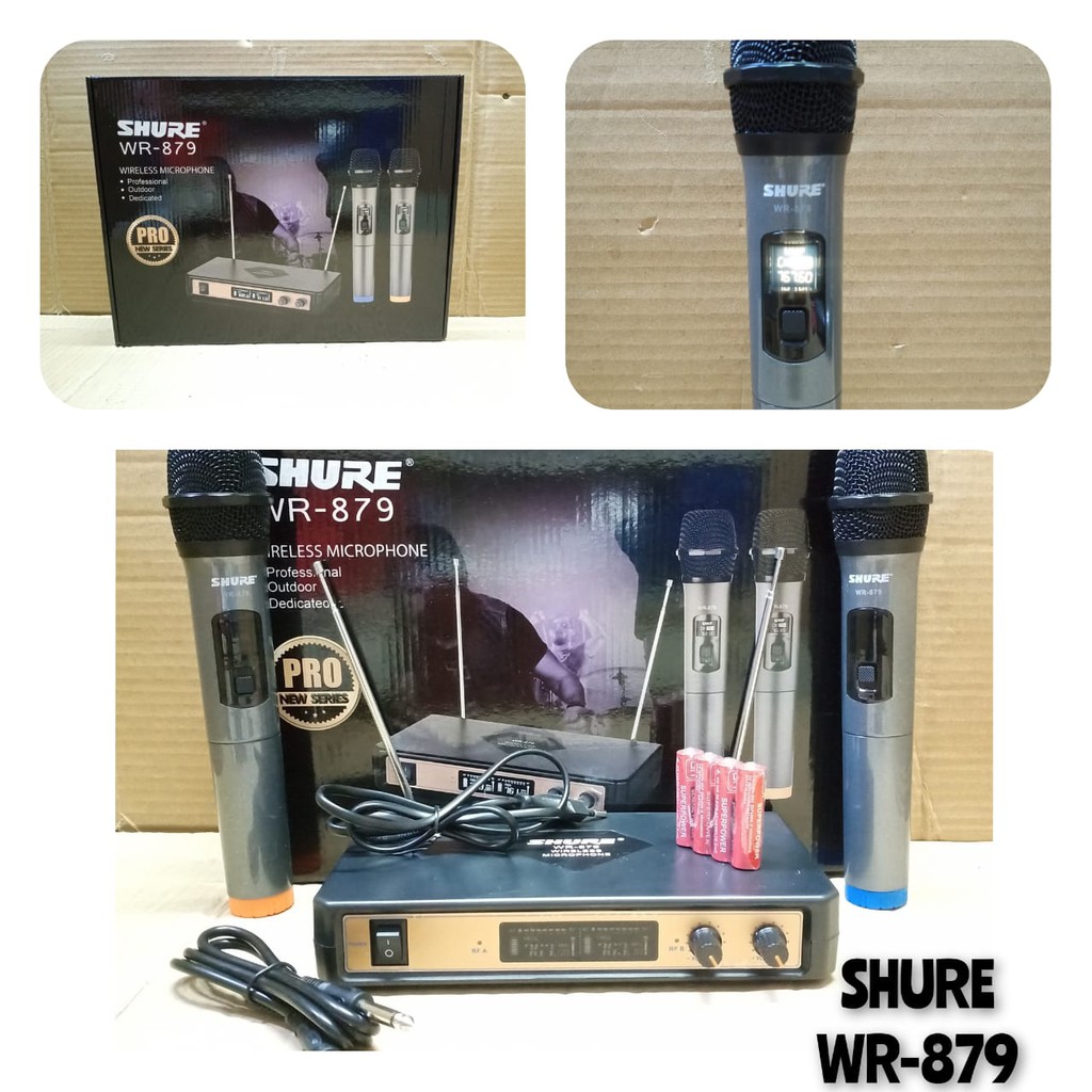MIC WIRELESS HANDLE SHURE WR-879 / WR 879 DOUBLE MIC PEGANG