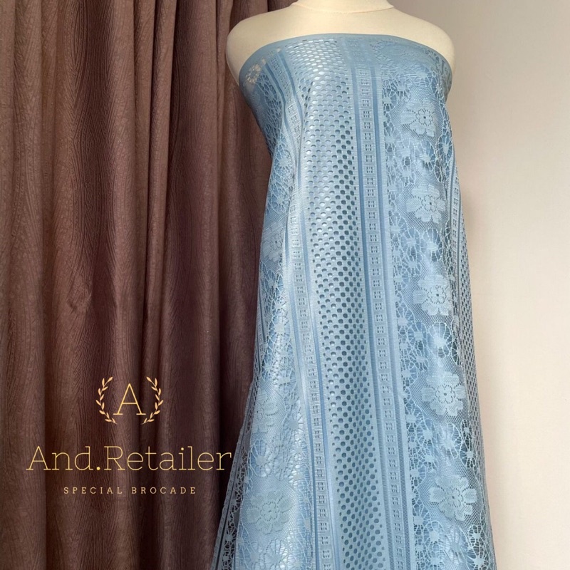 Brokat Lace Vintage Royal warna Pastel Blue