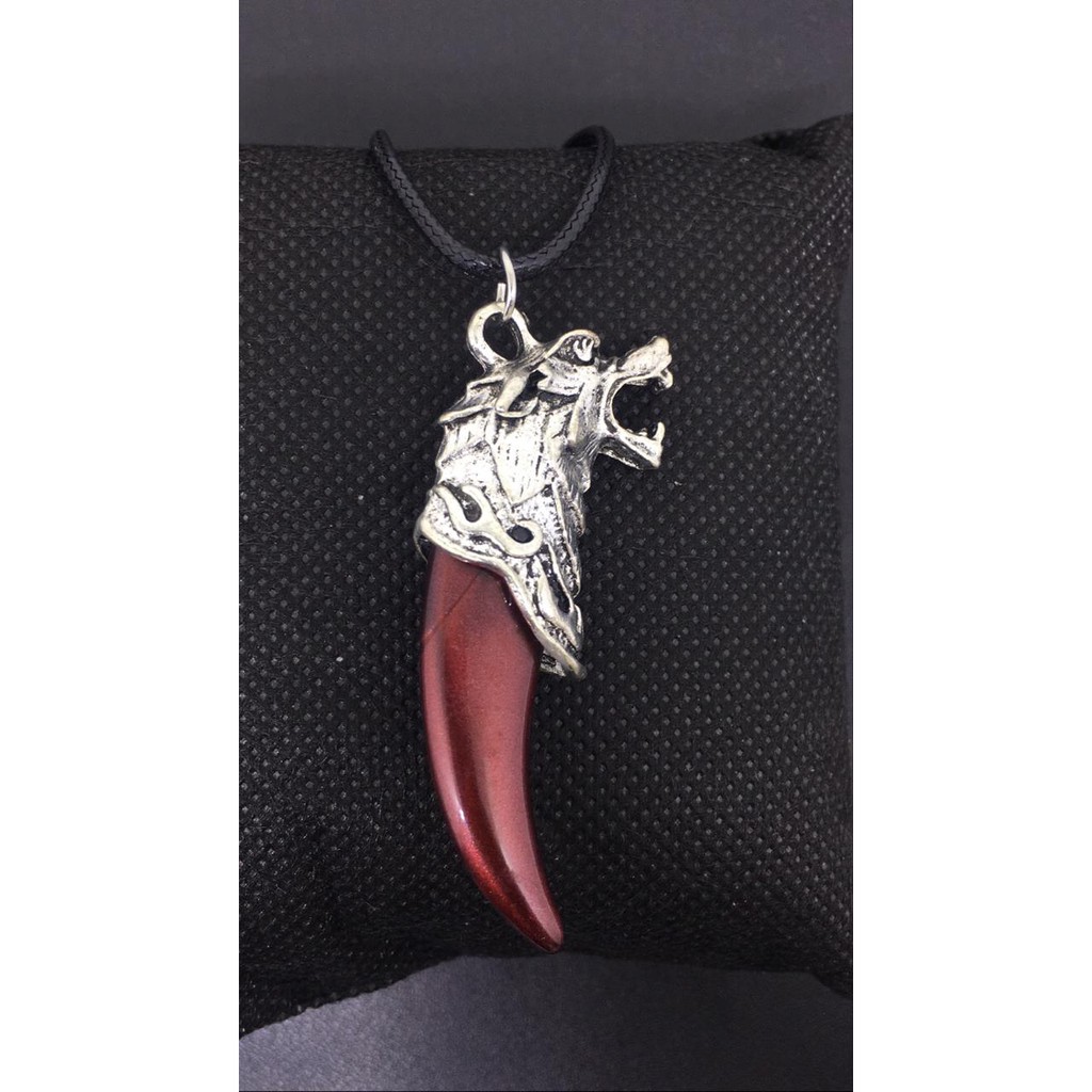 Kalung Tali Bandul Taring Kepala Naga / Kalung Tali Hitam Pria / Kalung Pria Keren / Kalung Fashion