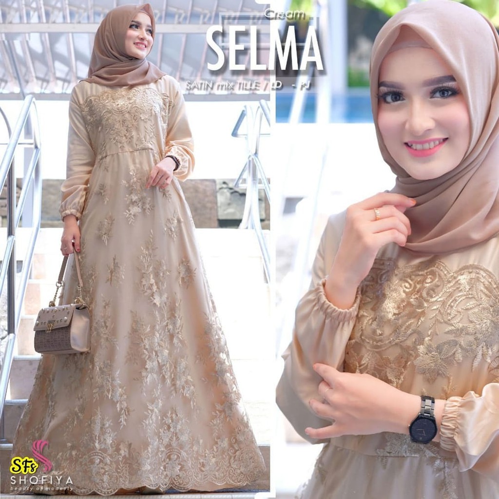 [REAL PIC] Gamis Brokat Tille Mutiara Dress Brokat Terbaru Gamis Brokat Lebaran Gamis Syar'i