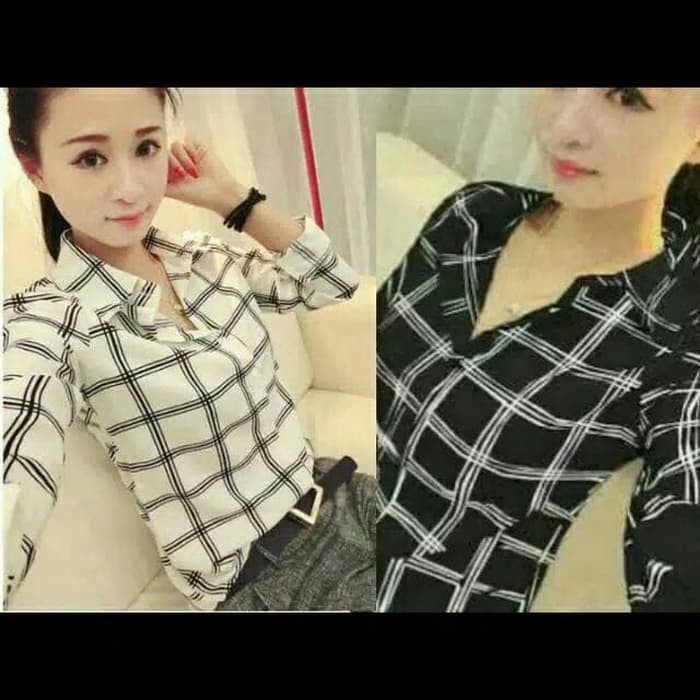 Promo HOLY baju kemeja wanita kemeja wanita jumbo baju hem wanita Berkualitas