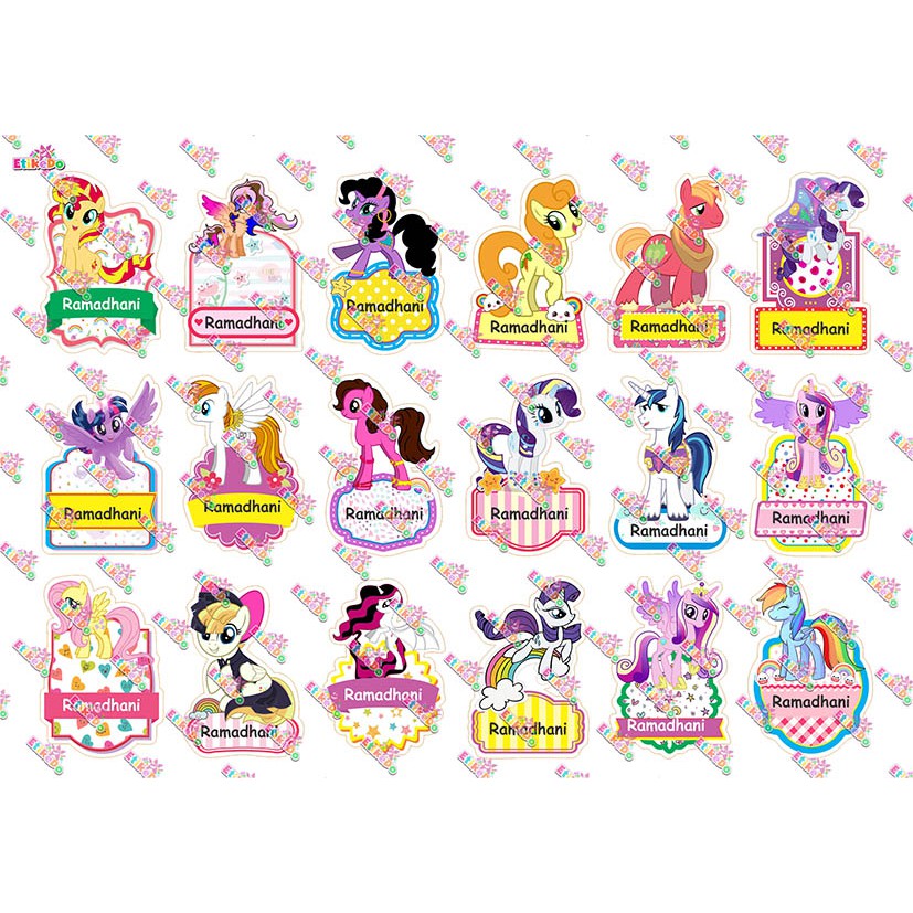 

LABEL NAMA LITTLE PONY 72 STIKER-ANTI AIR/ROBEK/LUNTUR -4 Nama LP3M4