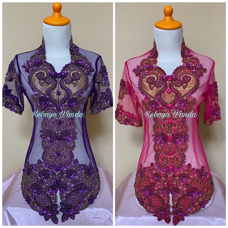 Ready Kebaya Tangan Pendek Full Payet / Kebaya Brokat Bordir Pendek / Kebaya Wanita / Kebaya Wisuda / Akad Pengantin