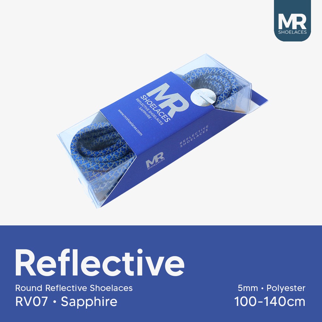 MR Shoelaces RV150 Tali Sepatu Reflektif (Reflective) 5-6mm Bulat Round Panjang 150cm (Menyala) - Premium Shoelace