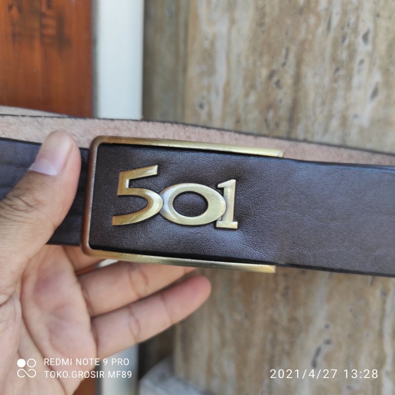 Gespet 501 Kulit Ikat Pinggang Pria Model Automatic Sabuk Kulit Asli Tebal Kepala Kuningan SBK501