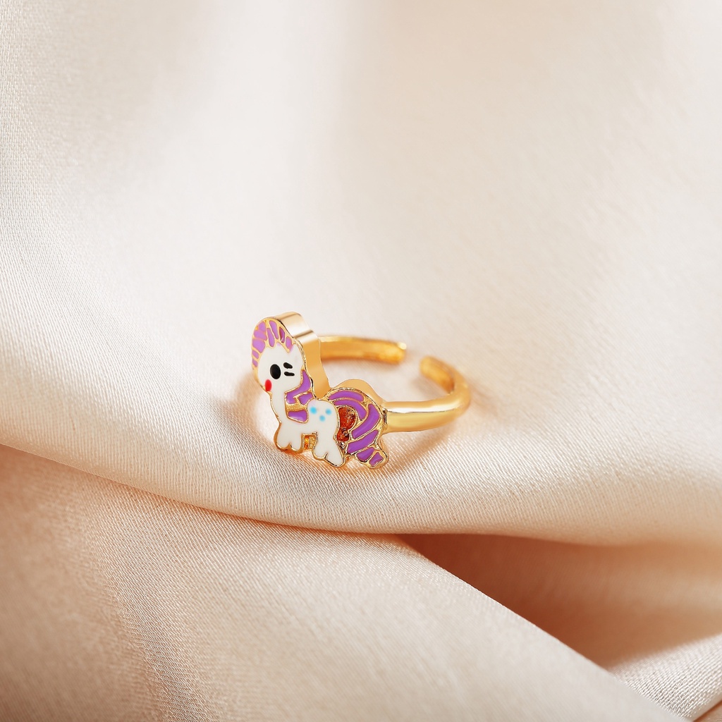 Y448 Cincin Anak Modle Unicorn Cantik Titanium Cincin Aksesoris Lapis Emas 18k Anti Karat Children's Ring Jewelry Gift