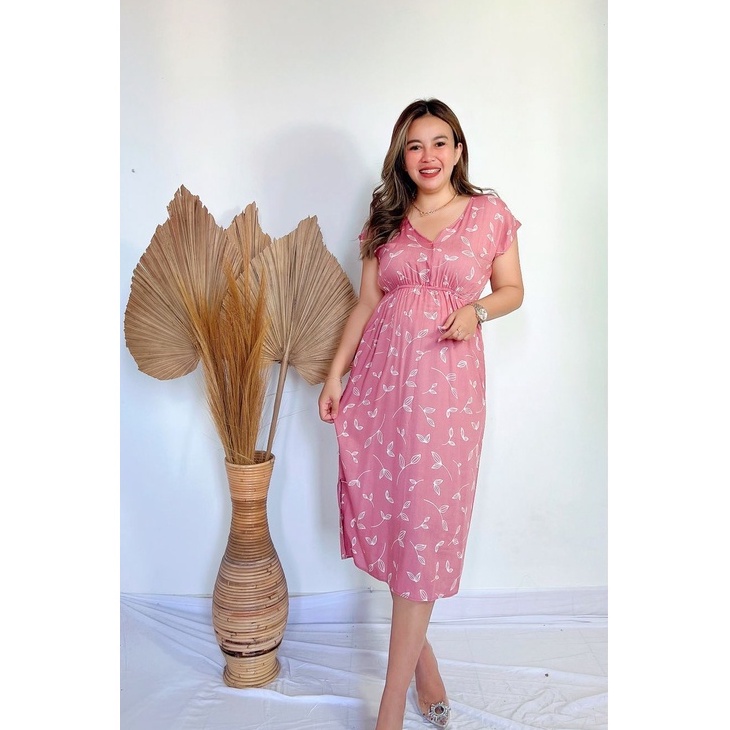 Daster Dress Manohara Bali-MN - LEAF PEACH