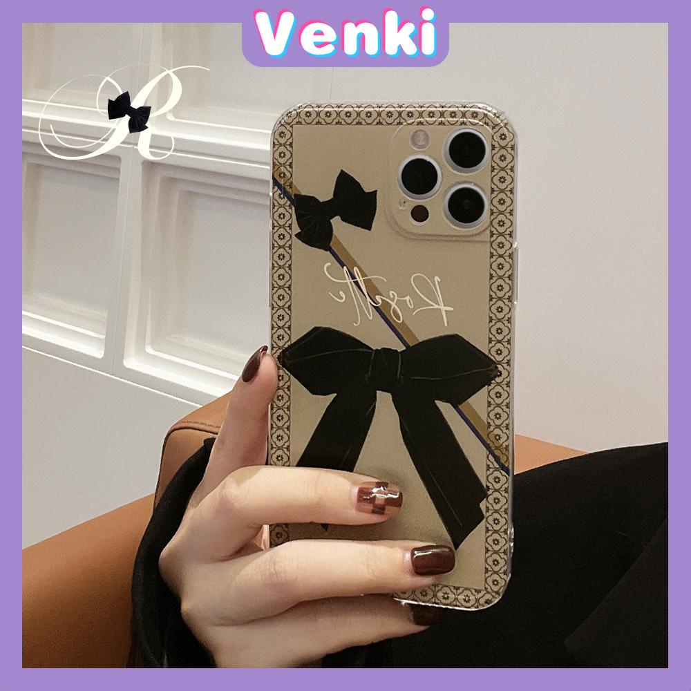 iPhone Case Silicone Soft Case High Quality TPU Clear Case Square Edge Full Coverage Camera Protection Shockproof Brown Black Bowknot Luxury Style For iPhone 13 Pro Max iPhone 12 Pro Max iPhone 11 Pro Max iPhone 7 Plus iPhone XR XS MAX 12 Pro 11 7/8/S