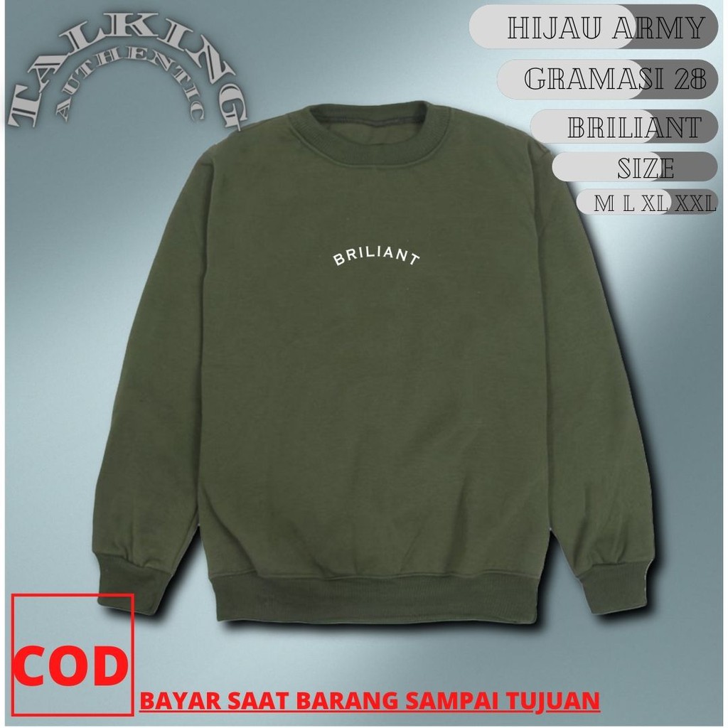 Sweater Crewneck Pria Distro Hijau Army  Switer Oblong Pria Hoodie Cowok Keren Sweter Oversize