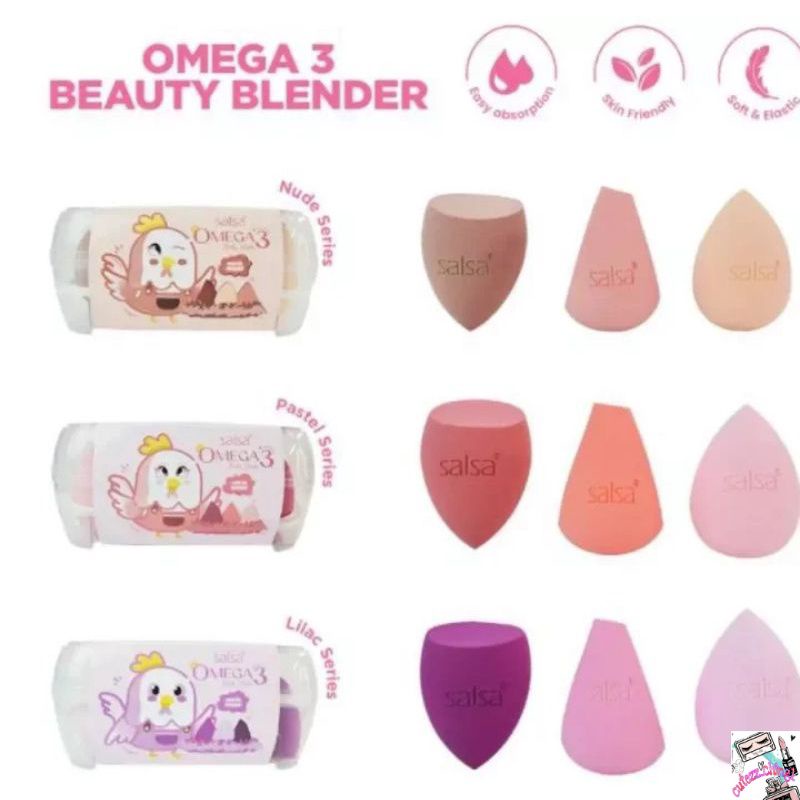 ☃Cutezz_Ching1☃Salsa Omega 3 Beauty Blender - Sponge Isi 3