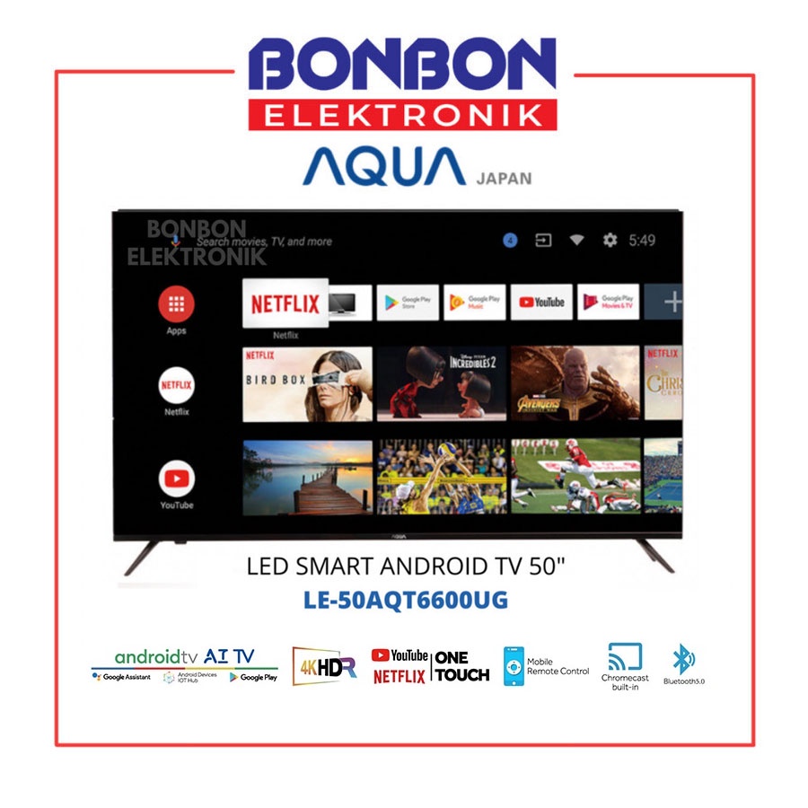 AQUA LED Smart Android TV 50 Inch LE-50AQT6600UG / 50AQT6600 / LE50AQT6600UG 4K UHD