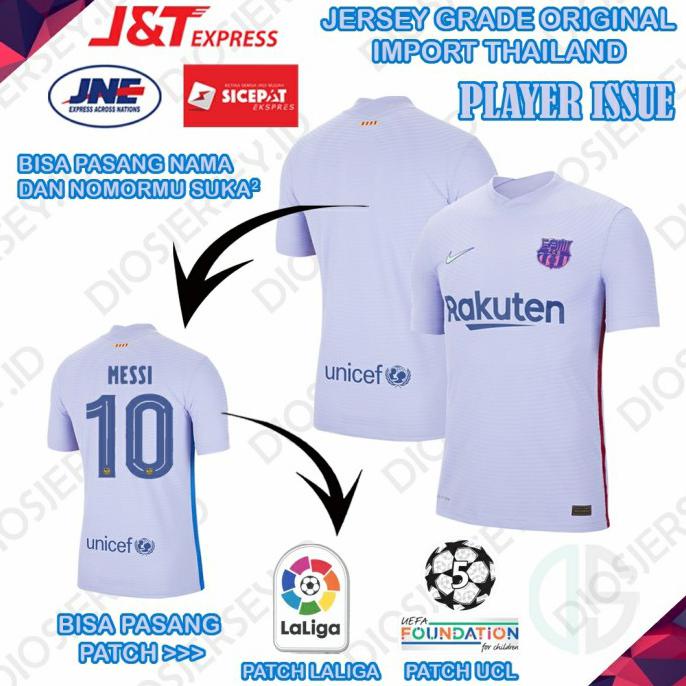 Jersey Bola Barca Away 2021 2022 Player Issue Terbaru Slim Fit - S Berryirwanshyah