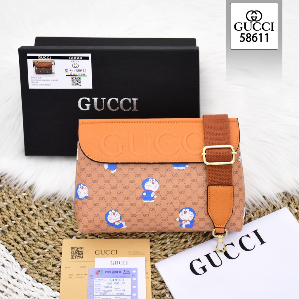 Tas GUCCI Flap DORAEMON motif 58611  VBN 14  tas batam impor ransel selempang fashion branded grosir