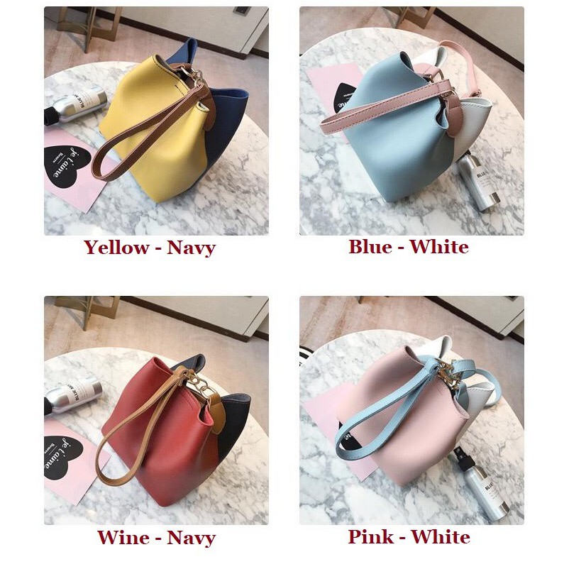 Drawstring Bag Two Tone Bucket Bag / Tas Serut Wanita - LW200