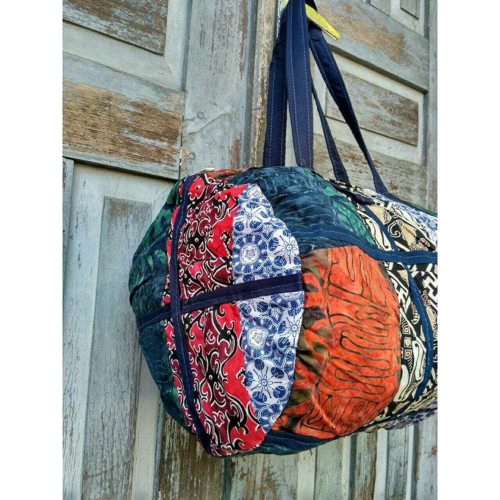 TAS TRVEL BAG BATIK OVAL - BATIK MURAH DARI KAIN PERCA KOPER