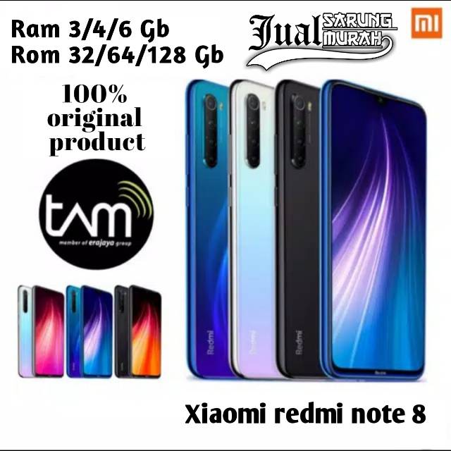 Hp Xiaomi Redmi Note 8 Ram 3/4/6 Gb Rom 32/64/128 Gb Garansi Resmi Tam dan Global