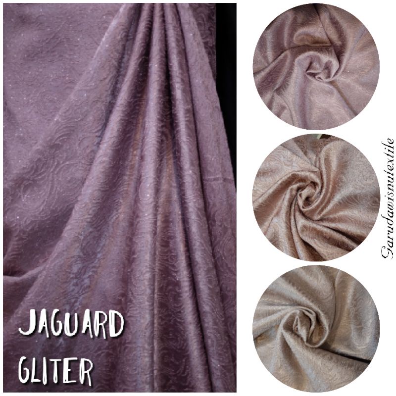Kain Jaguard Glitter JAGUAR GLITER EMBOSS SILK SOFT JACQUARD / PER 0.5M / LEBAR 150CM