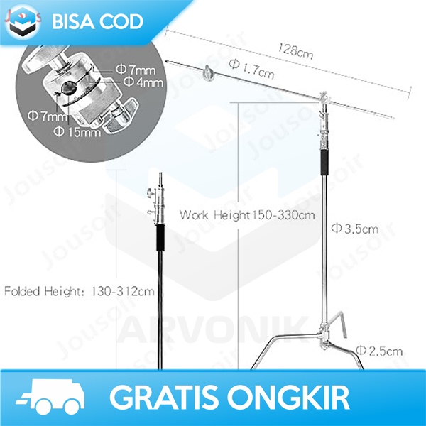 LIGHT STAND LITGHTING STUDIO FOTOGRAFI TAFFSTUDIO WITH EKSTENSION ARM
