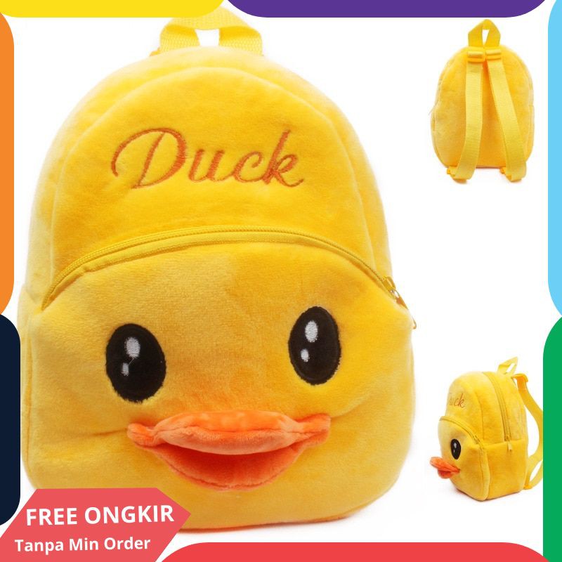 Bayi Tas Hewan Kartun Bebek Lucu Plush Backpack Anak Tas Sekolah