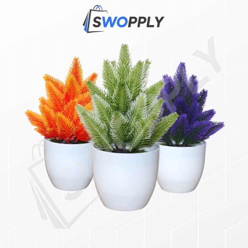 Swopply PT44 Pot Tanaman Hias Bunga Hias Plastik Ornamen Pot Bongsai Artificial Flower Decoration