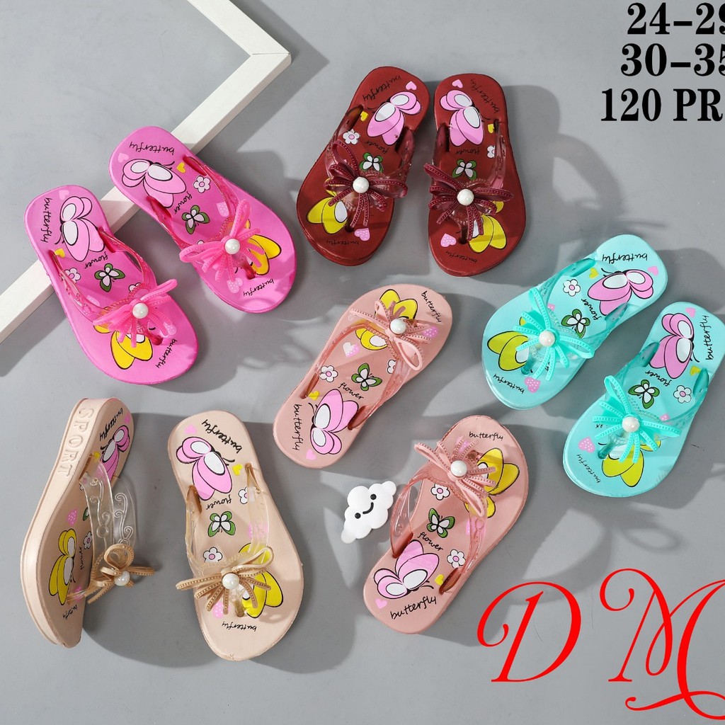 Sandal Jepit Jelly Anak BUTTERFLY Import 30 - 35