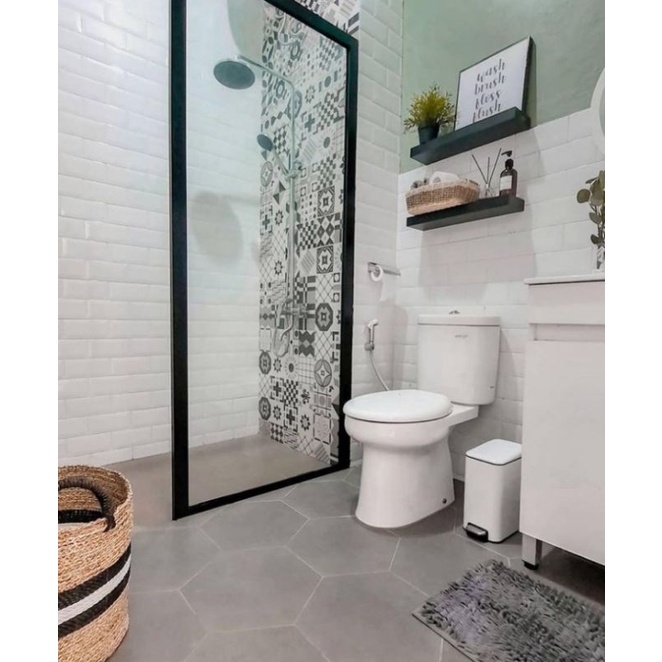 Granit Lantai Hitam Putih 30x30cm/Keramik Dinding Kamar Mandi Hitam Putih/dVivo Ombra/Granit Roman H