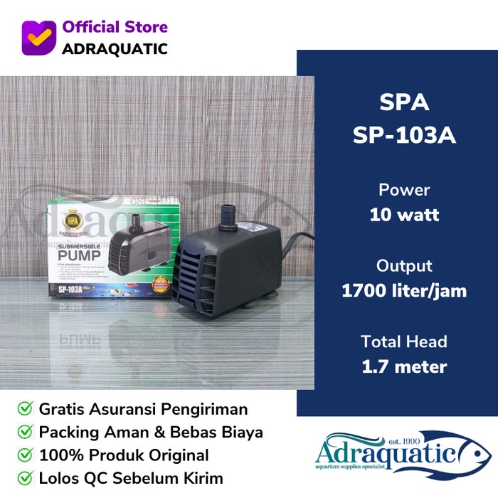 SPA SP-103A SUBMERSIBLE PUMP POMPA AIR CELUP FILTER AQUARIUM
