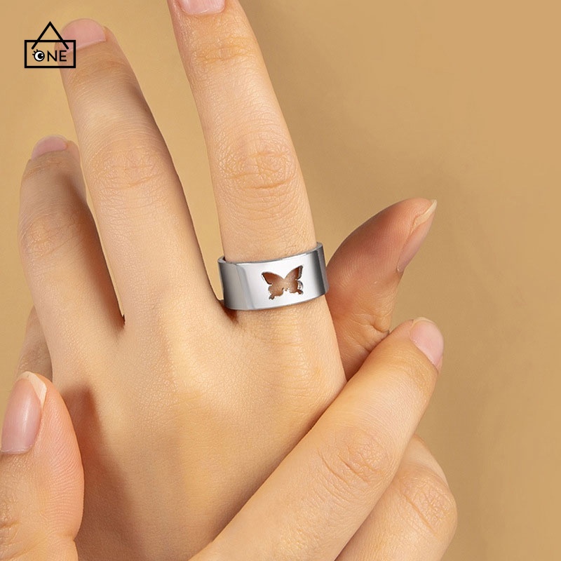 COD❤【stock】 2pcs cincin korea cincin couple emas murah cincin kupu Kupu hollow retro cincin aksesoris