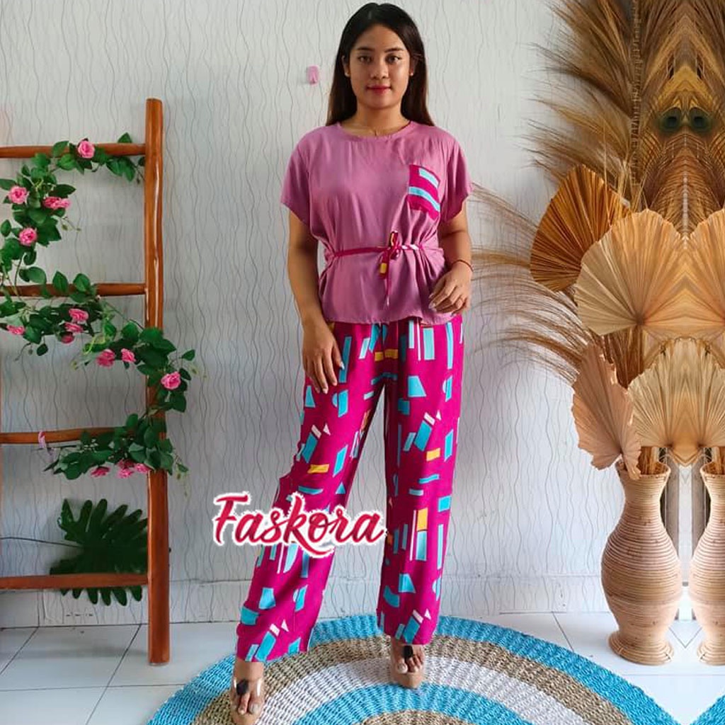 Set Rayon Jumbo Lengan Pendek / Setelan Leopard Rayon Jumbo / Setelan Kekinian Wanita Terbaru Murah