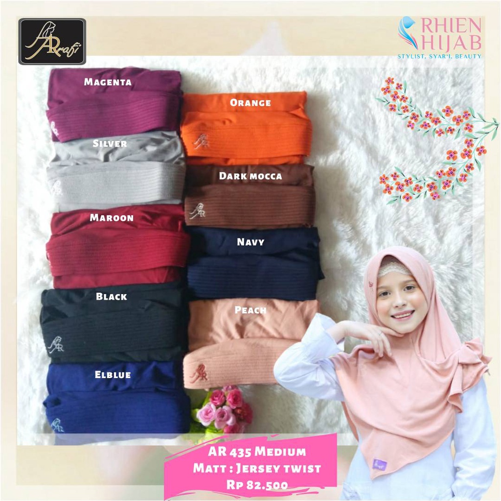 Hijab Arrafi AR 435 medium Hijab Anak Hijab remaja terlaris Hijab Kids Kerudung Anak ArRafi