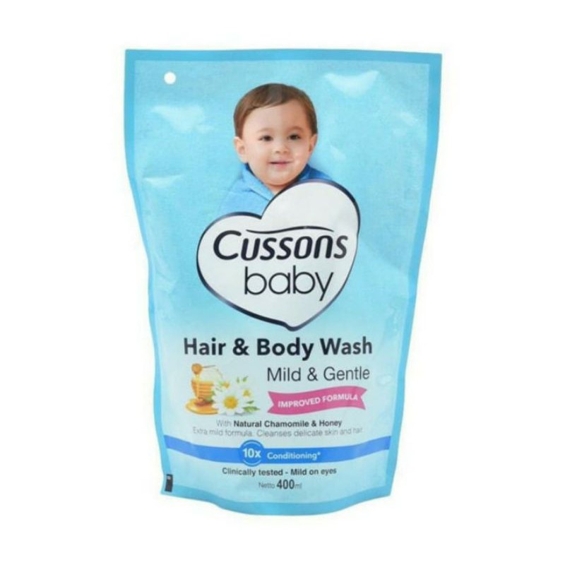 Hair &amp; Body Wash CUSSONS BABY 400 ML MILD GENTLE Sabun Shampo Bayi Refill (BIRU POUCH 400 / 200ml)