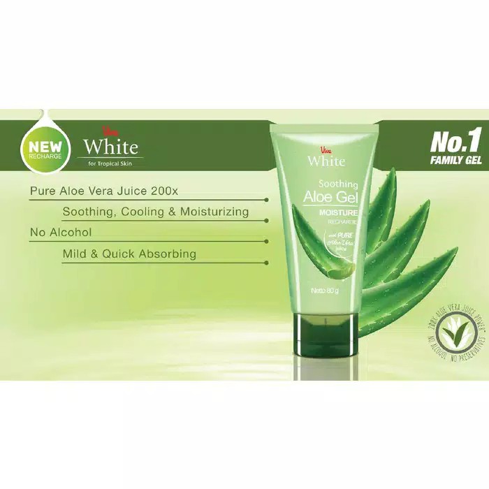 VIVA White Soothing Aloe Gel Moisture Recharge 80gram [Original]