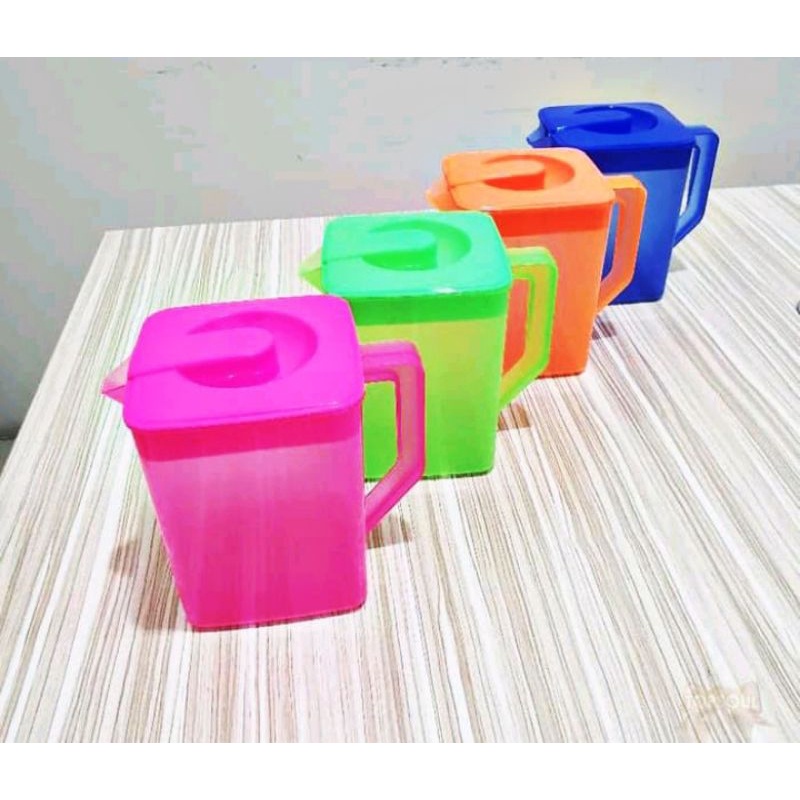TEKO PLASTIK 1,5 LITER WAPOLIN CERET PLASTIK SEGI ESKAN KOTAK WATER JUG PITCHER