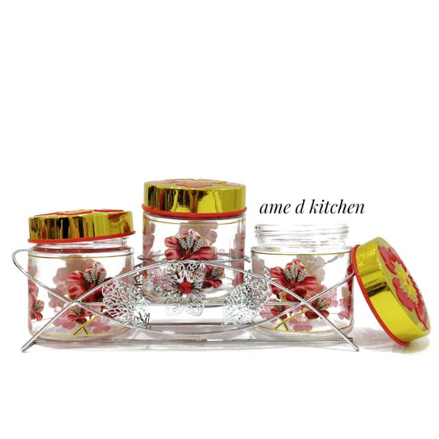 Toples set isi 3 crystal indo bunga merah " S1857 C "