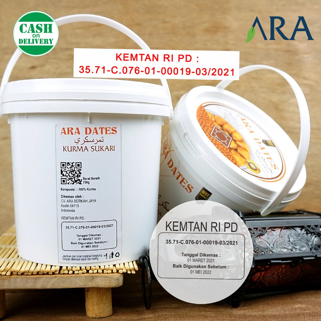 Kurma Sukari Ember 750gr PREMIUM KEMTAN ARA DATES Original