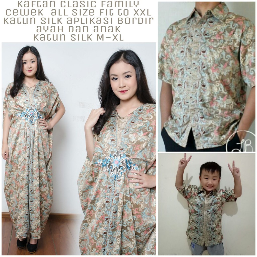 Couple batik  pandora Kaftan Dan  Kemeja Batik Ayah dan Anak  