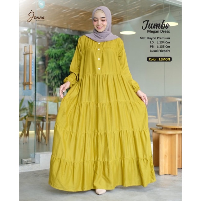 NEW MEGAN DRESS JUMBO LD134 MATT RAYON PREMIUM ORIGINAL JANNA