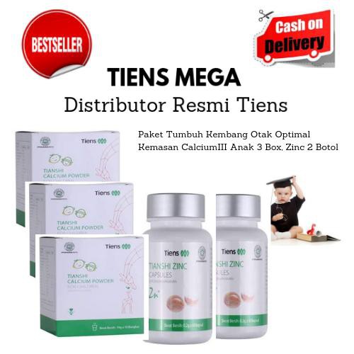 Tiens Tumbuh Kembang Otak Optimal - Calcium Anak 3 Box, Zinc 2 Botol + Kartu Member Tiens Mega