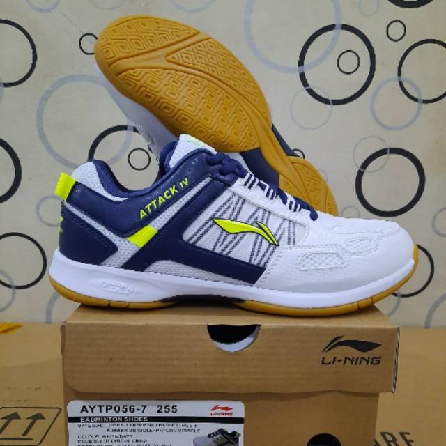  SEPATU  BADMINTON  LINING  ATTACK IV WHITE NAVY CUSHION 