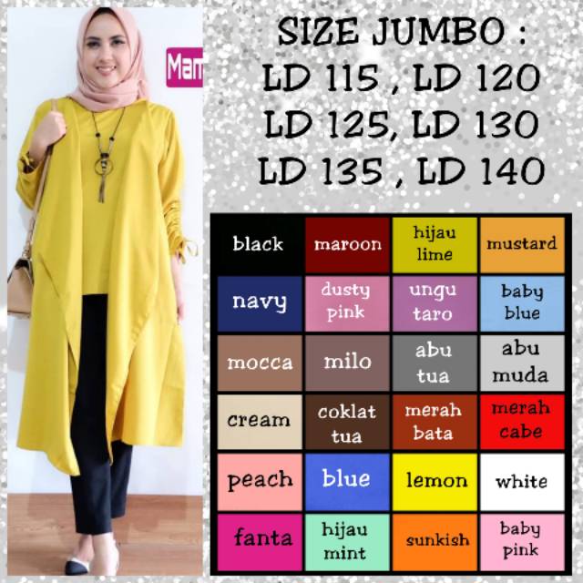 BAJU ATASAN SIZE S/M/L/XL/XXL & BIG SIZE LD 115/LD 120/LD 125/LD 130/LD135/LD140 BUSANA MUSLIM WANIT