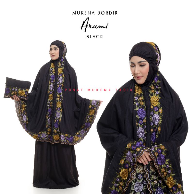 MUKENA COD DEWASA JUMBO KATUN MIKRO BORDIR MANUAL ARUMI | PUSAT GROSIR BELI MUKENA KATUN RAYON MURAH