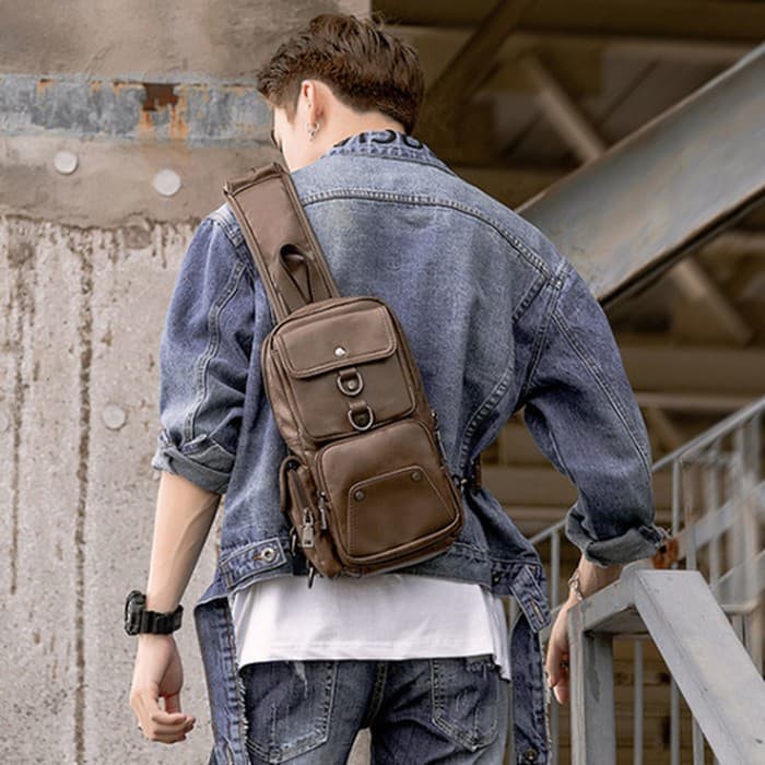 Tas Selempang Bahu Kulit Pria Keren import Slingbag Jalan Tas Selempang Bahu Kulit Pria Keren import Slingbag Jalan