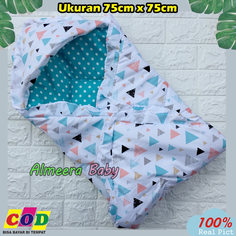 Almeera Baby - Selimut Bayi Badcover Bayi Baru lahir Topi Hoody Tebal dan Halus Ukuran 75cm x 75cm