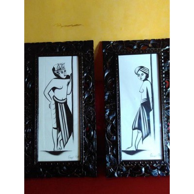 Lukisan Cewek, Cowok Bali Tempo dulu dan Bingkai