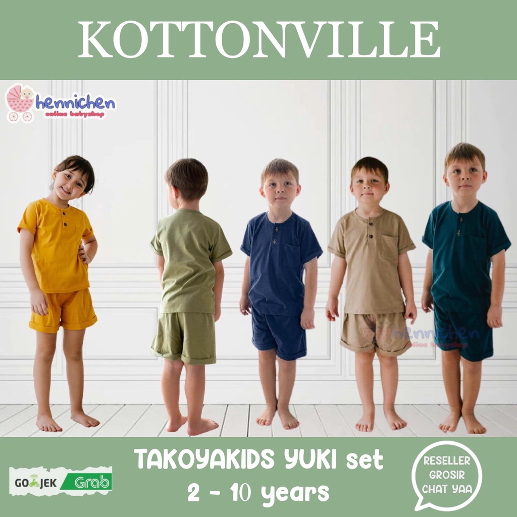 KOTTONVILLE Takoyakids Yuki Set Setelan Kancing Anak 2-10 tahun