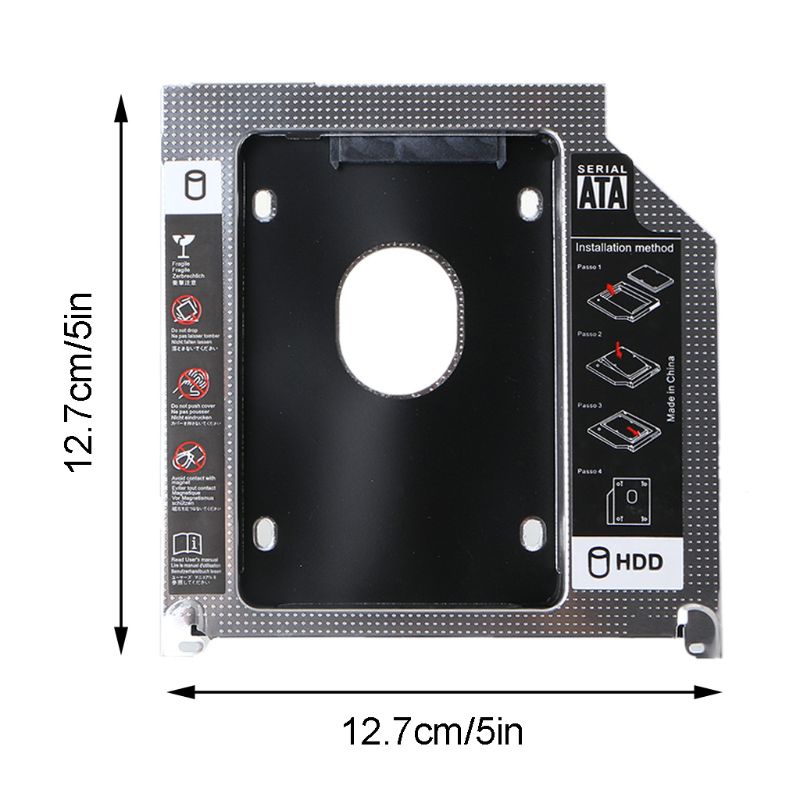 Btsg Aluminium Universal HDD Caddy 9.5mm Hard Disk Drive Box Enclosure DVD Adapter Kandang SSD Untuk A1278 A1286 A1297